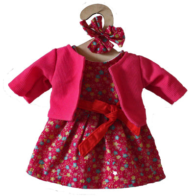 Dolls clothes - red floral with jacket