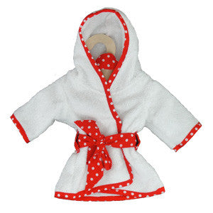 Dolls towelling robe red