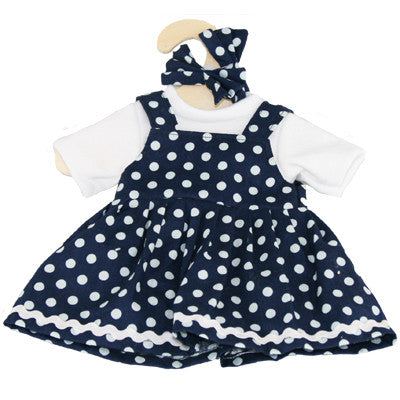 Dolls clothes navy polkadot