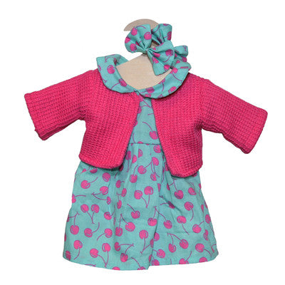 Dolls clothes - mint green with pink jacket.